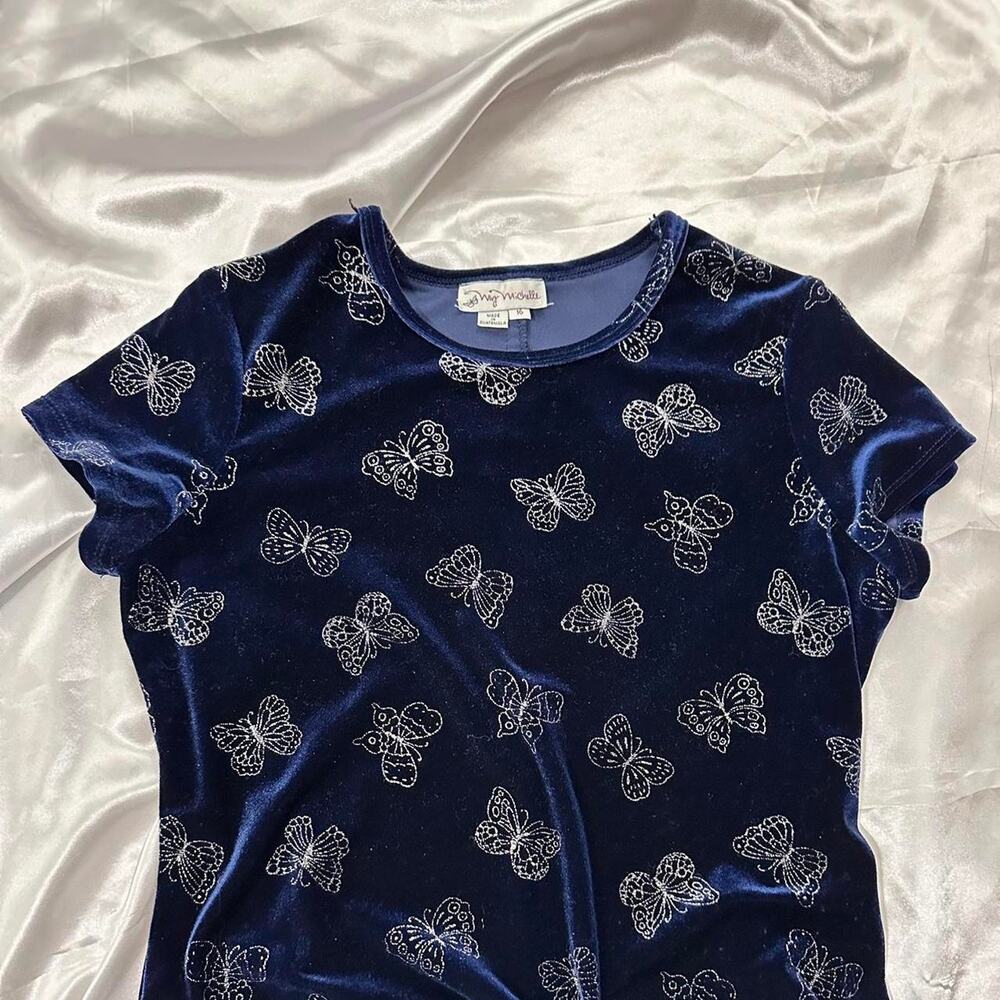 Navy blue velvet butterfly dress